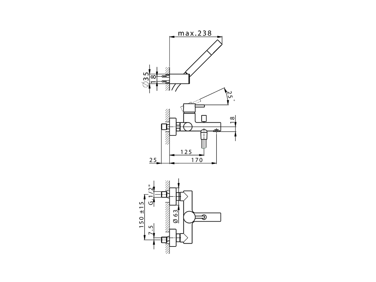 Single lever bath mixer, with shower set SLIM_SM000120 - v1