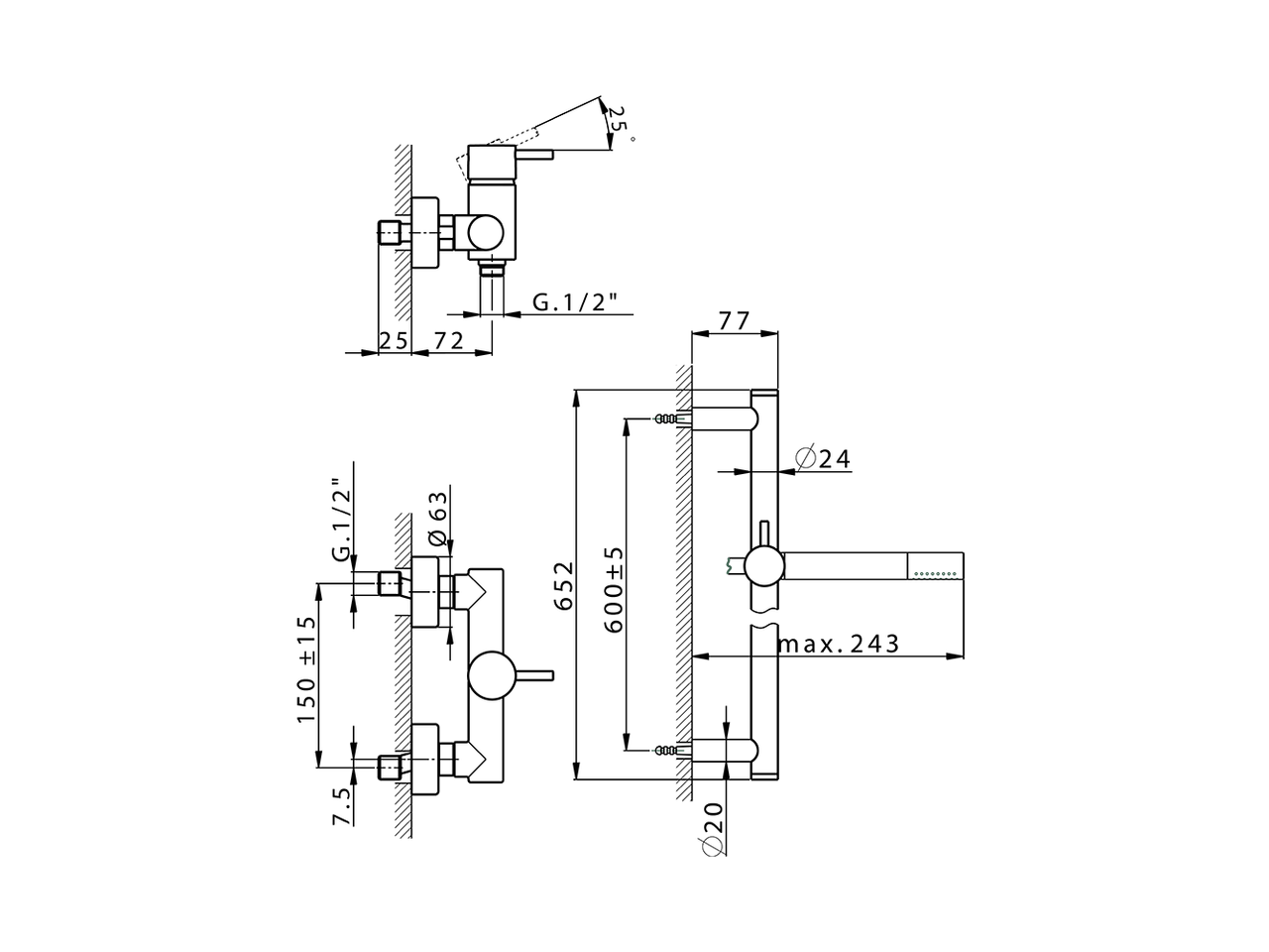 Single lever shower mixer, with shower set SLIM_SM000460 - v1