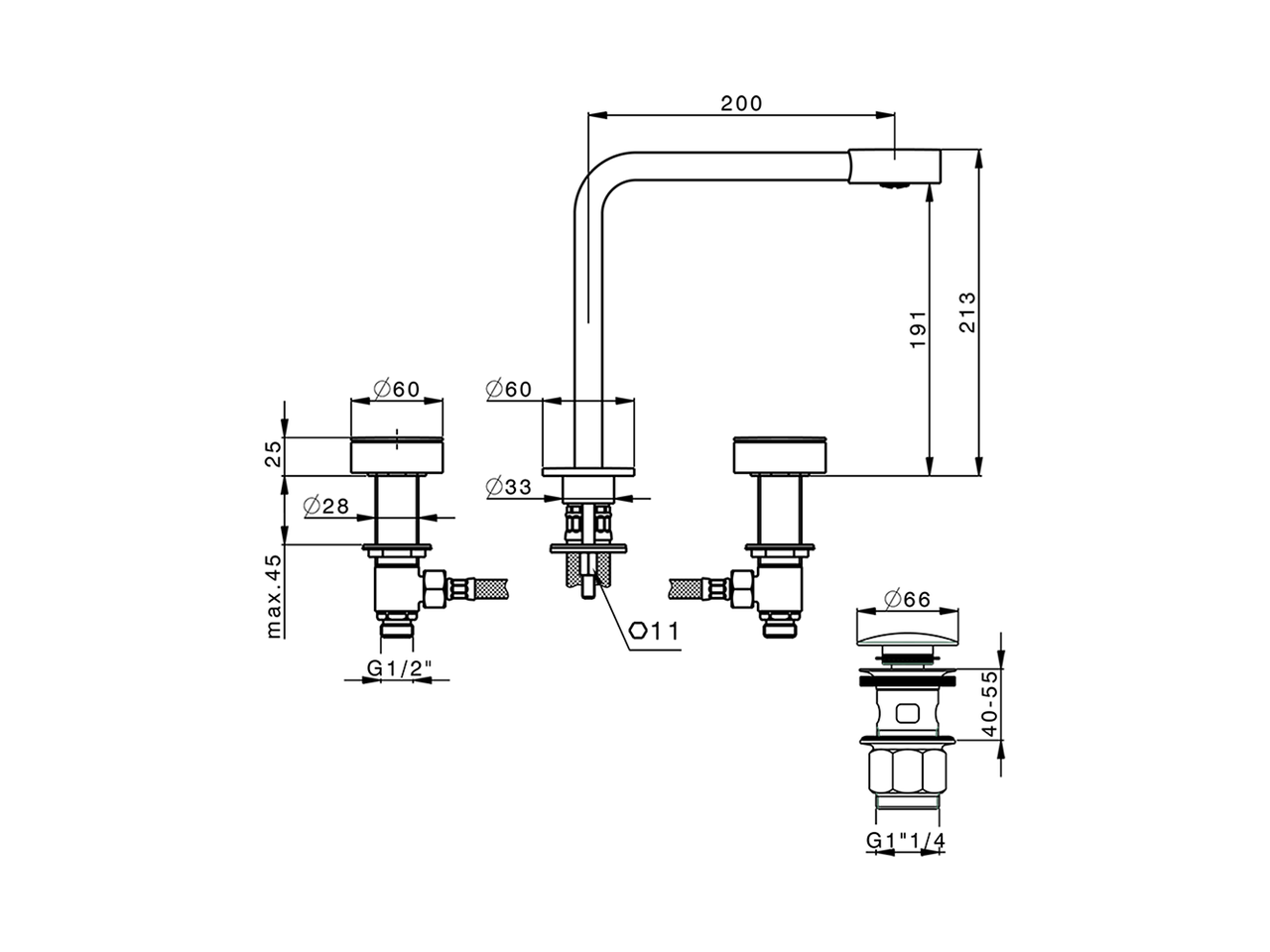 Washbasin 3-holes mixer SLIM_SM001060 - v1