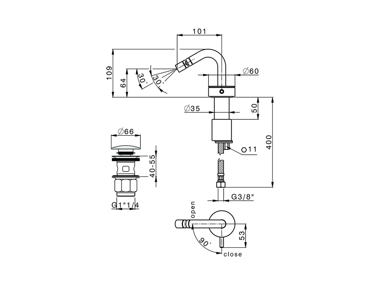 Single lever bidet mixer SLIM_SM001550 - v1