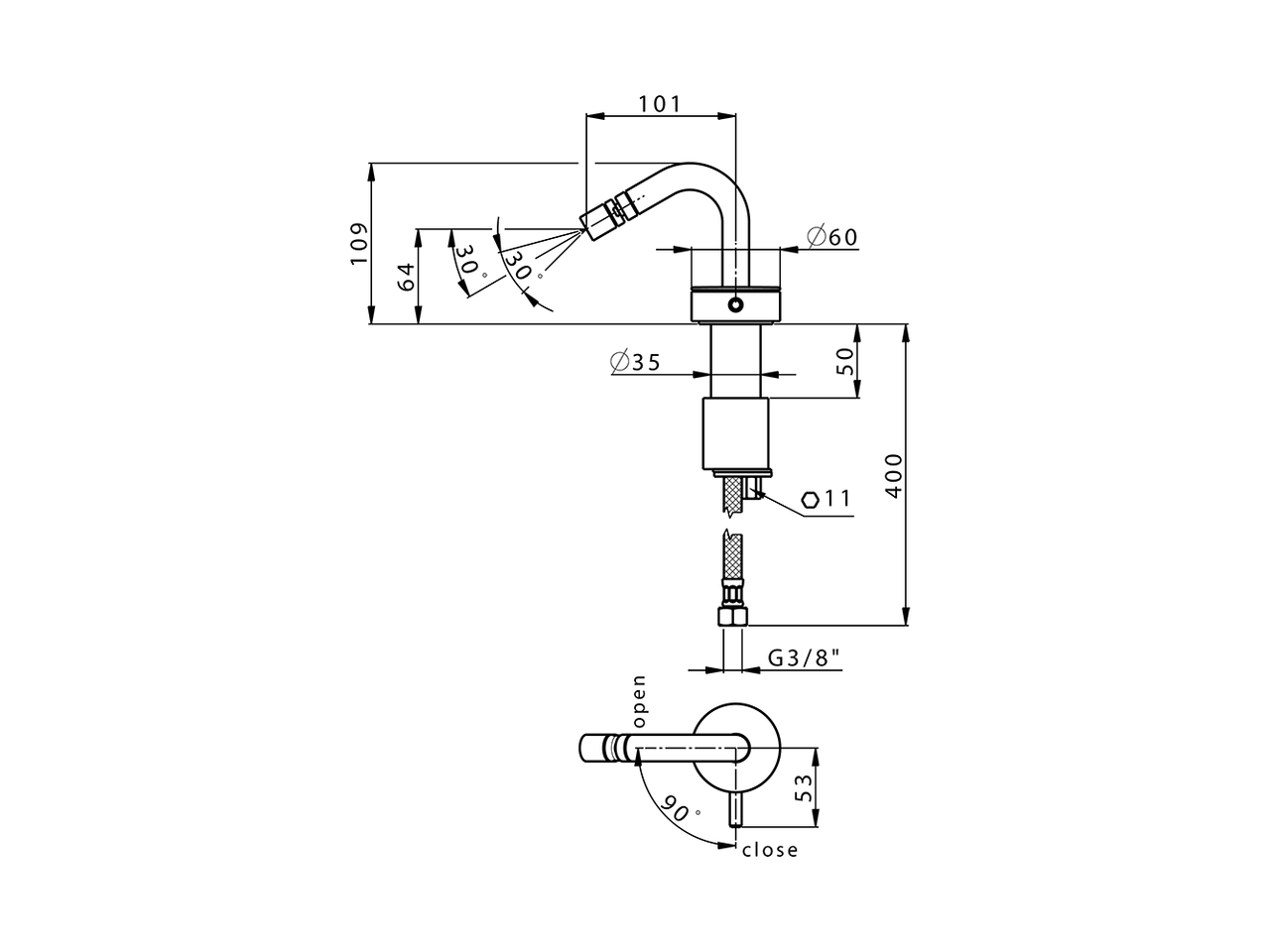 Single lever bidet mixer SLIM_SM001560 - v1