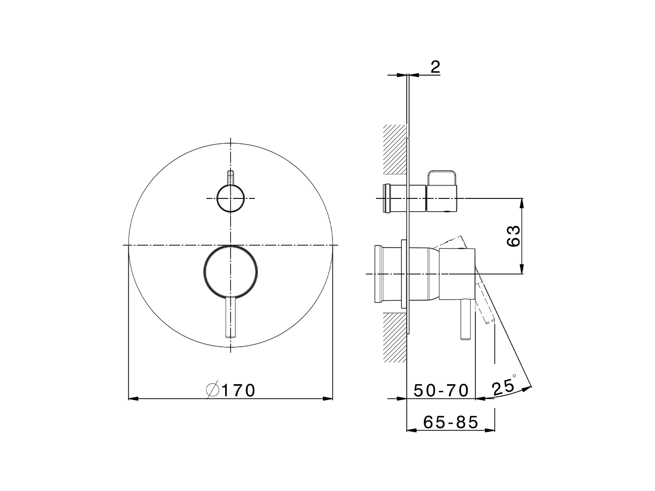 Exposed part for concealed S.L.bath-shower valve SLIM_SM002300 - v1