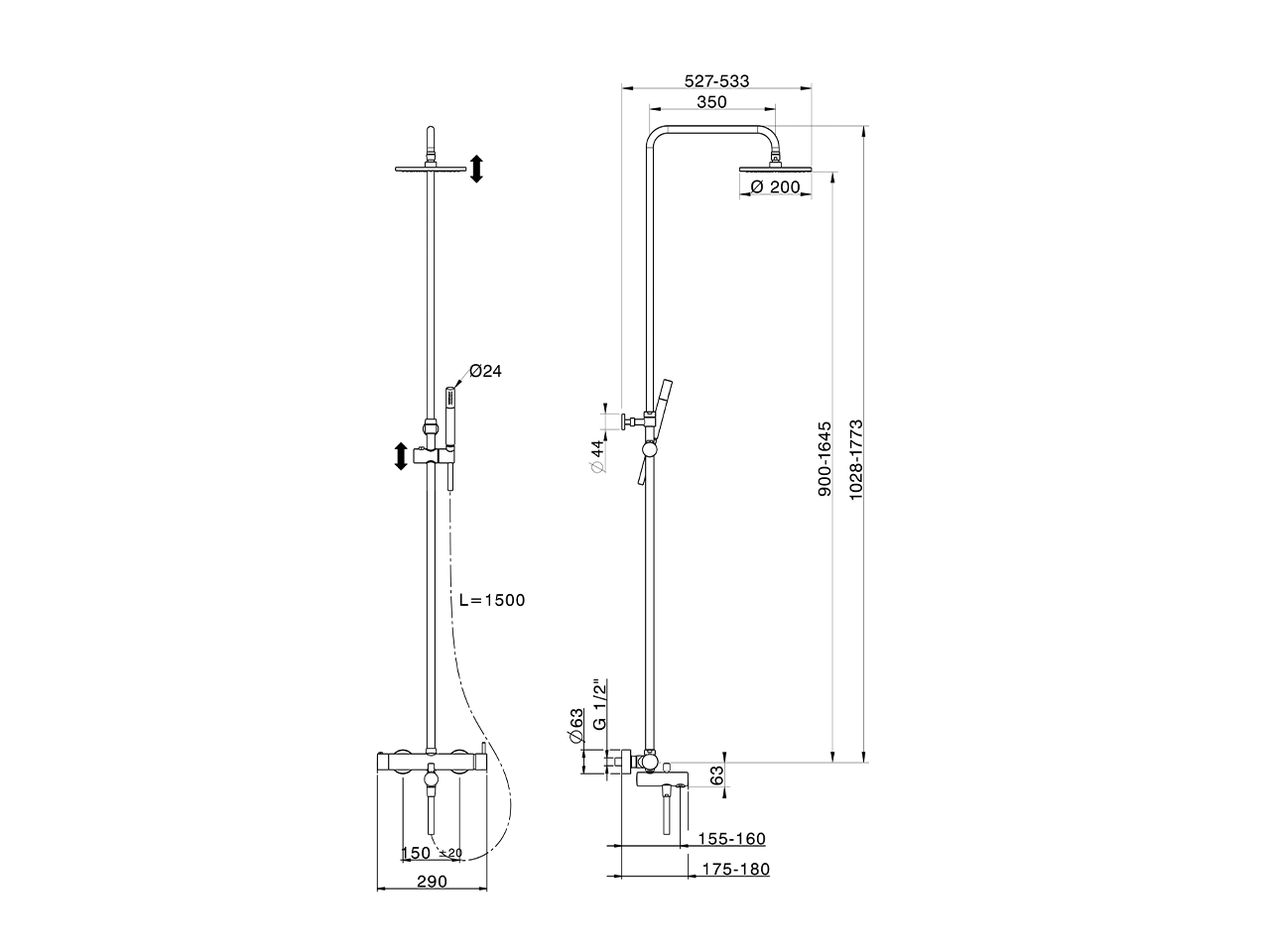 3-functions single lever bath set SHOWER COLUMNS_SM004120 - v1