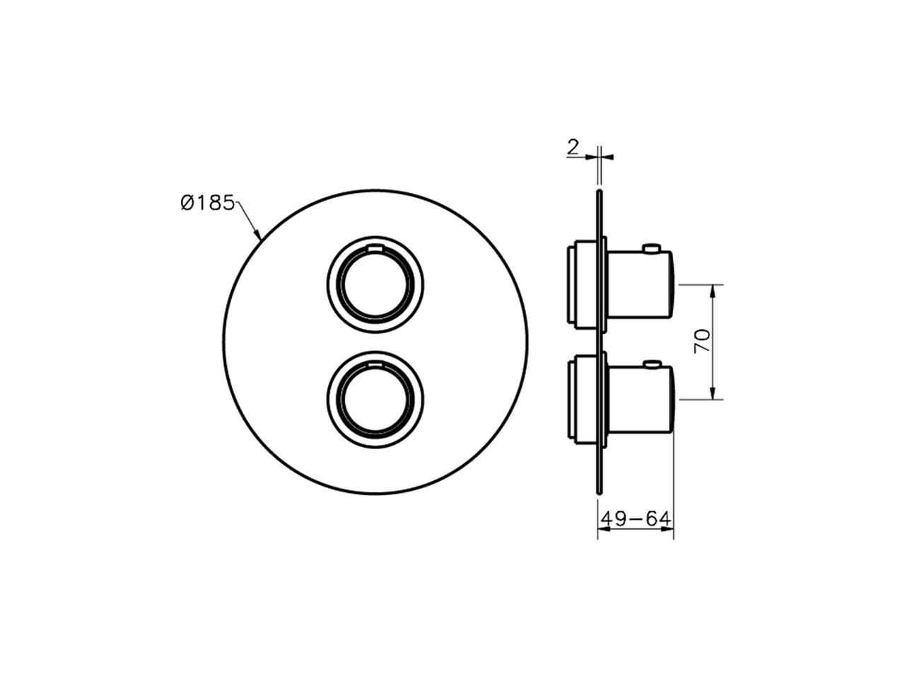 Exposed part for con.thermo.shower valve, 2-outlet SLIM_SM018100 - v1