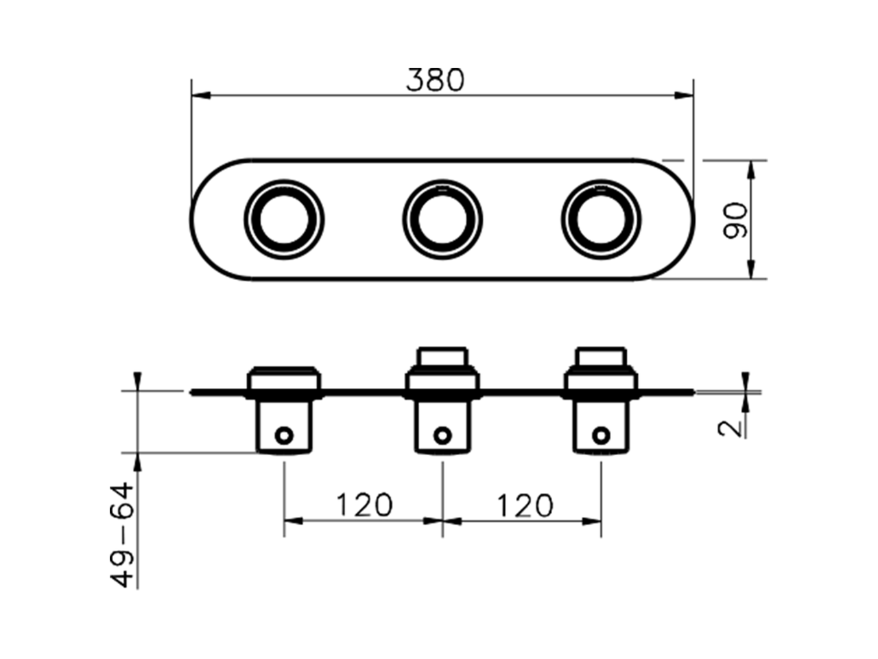 Cover Part for 2 Function Concealed Thermo. Valve SLIM_SM01R200 - v1