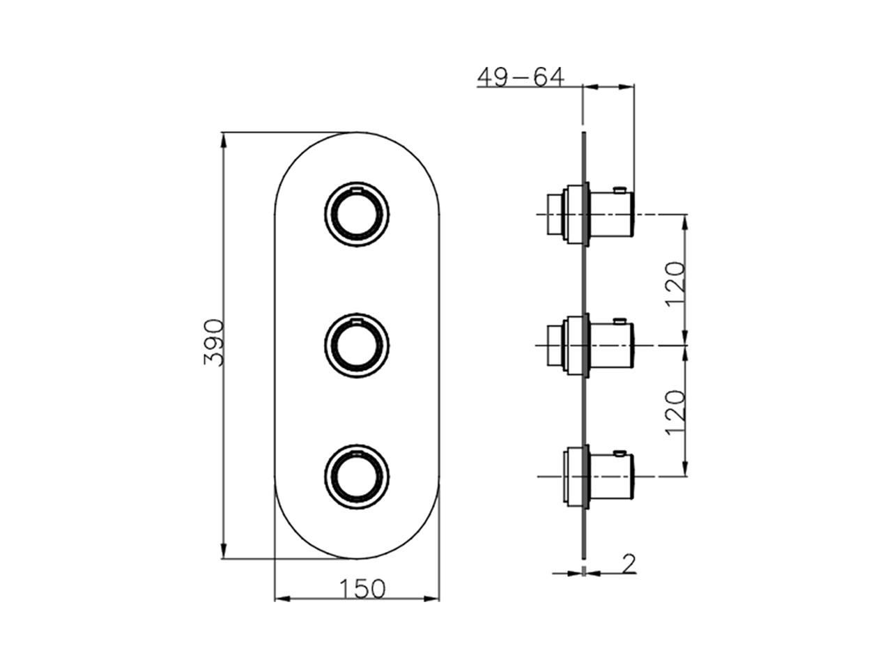 Cover Part for 2 Function Concealed Thermo Valve SLIM_SM01V200 - v1