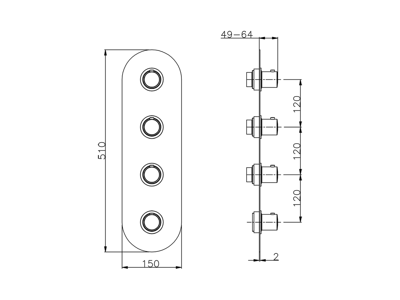 Cover Part for 3 Function Concealed Thermo Valve SLIM_SM01V300 - v1