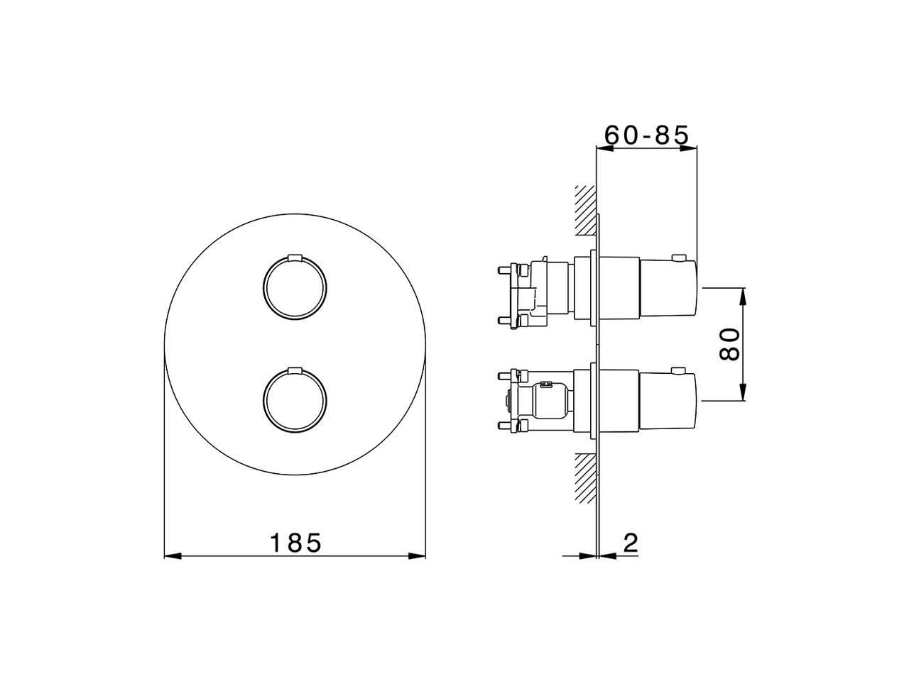 Exposed part for Thermostatic One Box Valve SLIM_SM0BT030 - v1