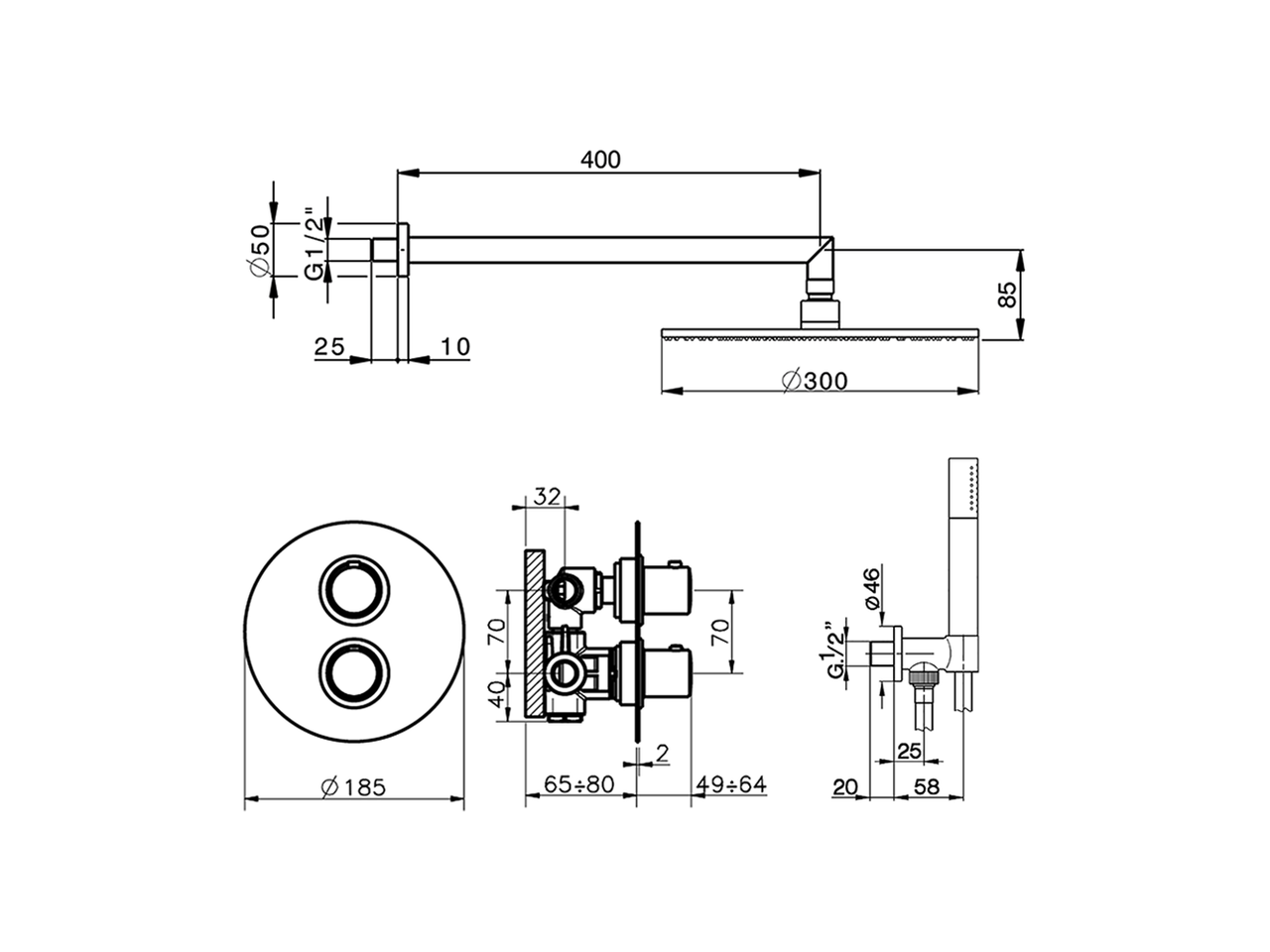 Concealed thermostatic shower mixer SLIM_SM0KT010 - v1