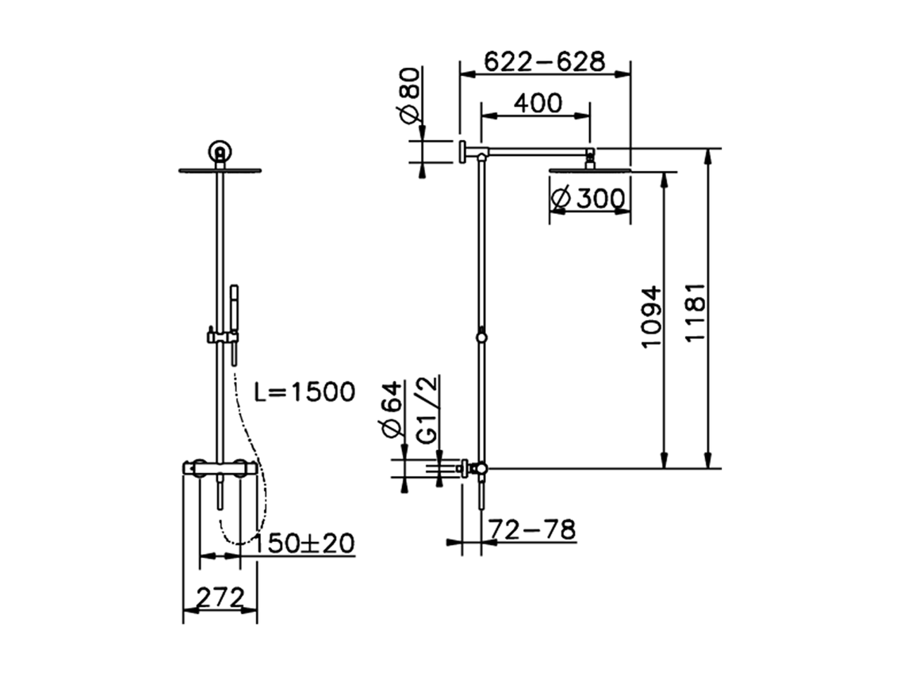 2-functions Thermostatic shower set SHOWER COLUMNS_SMC78010 - v1