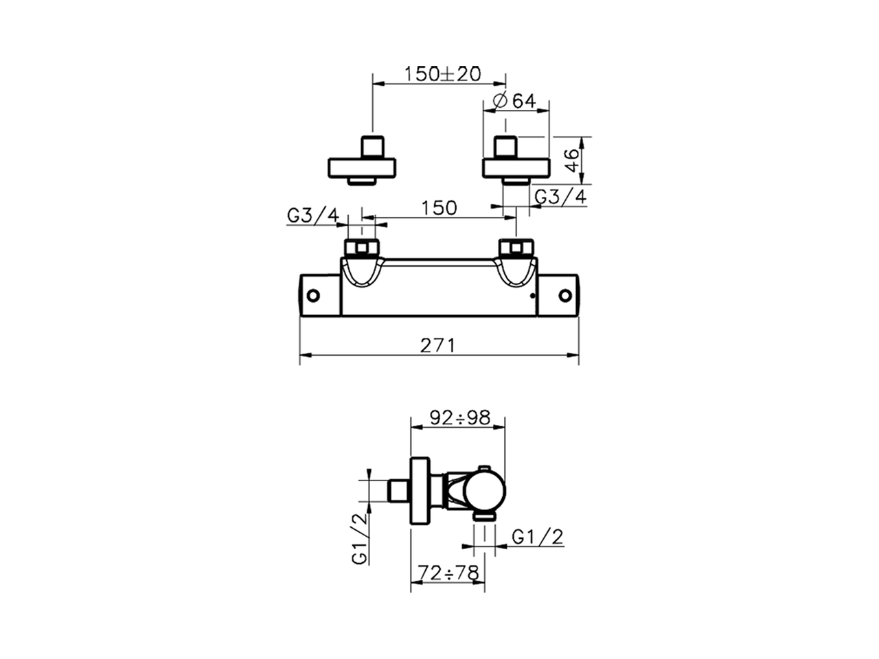 Thermostatic shower mixer SLIM_SMT01010 - v1