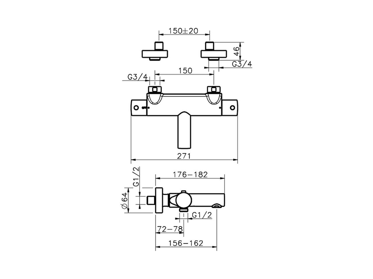 Thermostatic bath mixer SLIM_SMT23010 - v1