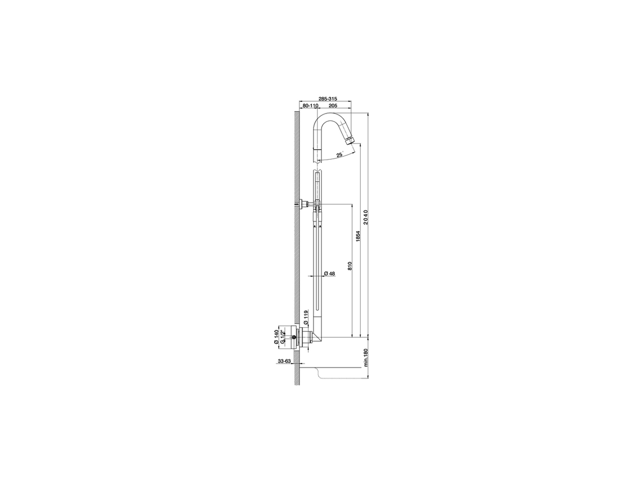 Single lever 2-functions shower column SHOWER COLUMNS_ST005050 - v1