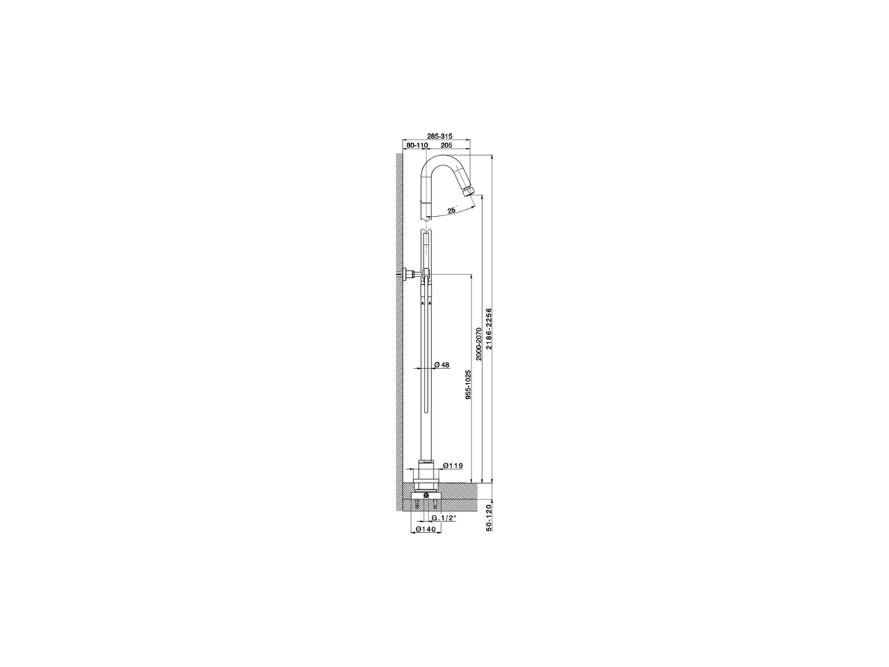 Free standing single lever shower column SHOWER COLUMNS_ST005100 - v1