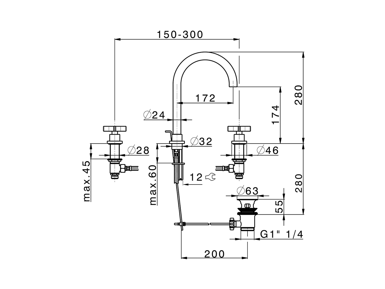 3 hole washbasin mixer GRACE_GS001060 - v1