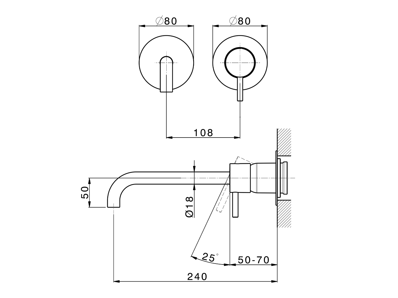 Exposed part for single lever washbasin valve LESS MINIMAL_LM005517C - v1