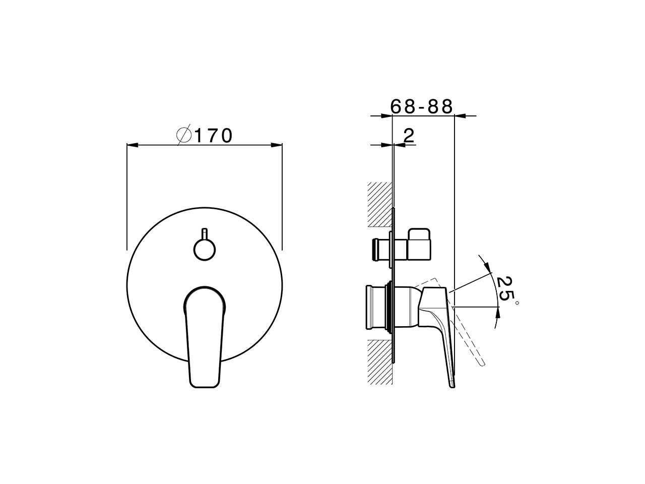 Exposed part for concealed S.L.bath-shower valve ROCK - v1