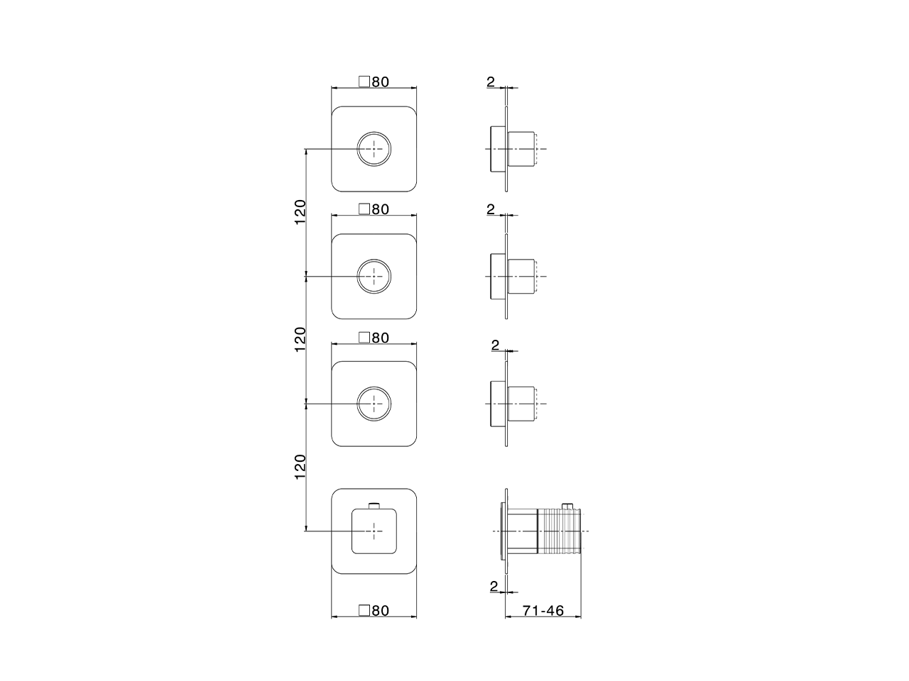 Cover Part for 3 Function Concealed Thermo Valve ARTE AURA_U30KG020 - v1