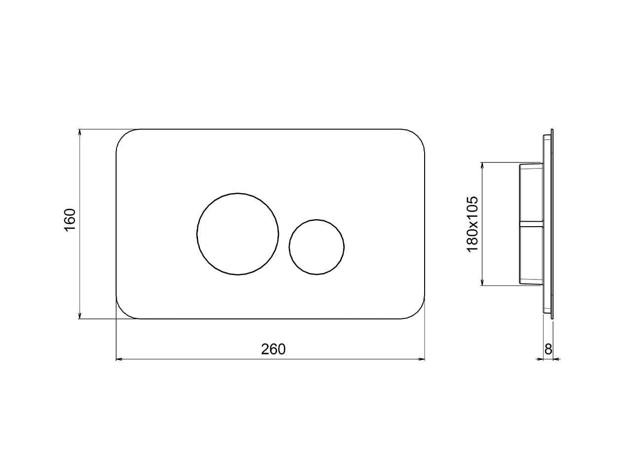 Universal toilet flush plate inox AISI 304 COMPONENTS_ZA001860C - v1