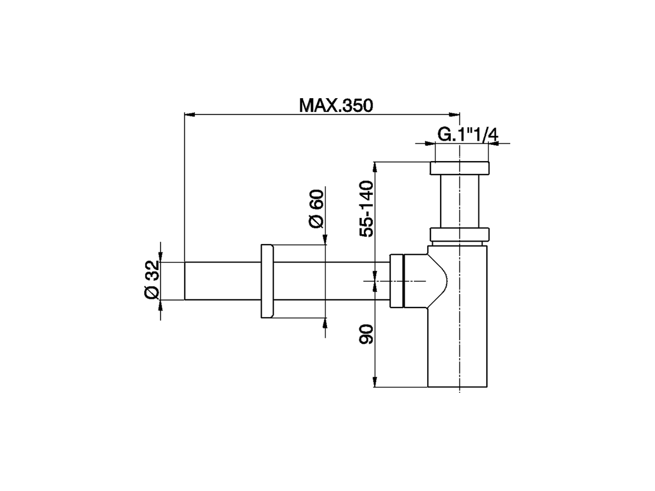 11/4 Minimal siphon COMPONENTS_ZA004042C - v1
