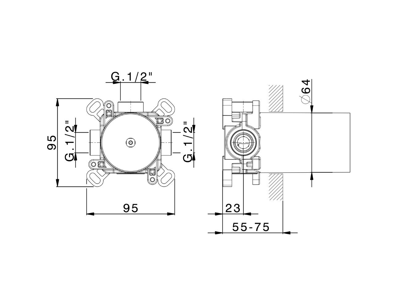 Concealed single lever shower valve Easy-Box CONCEALED_ZA0G1700C - v1