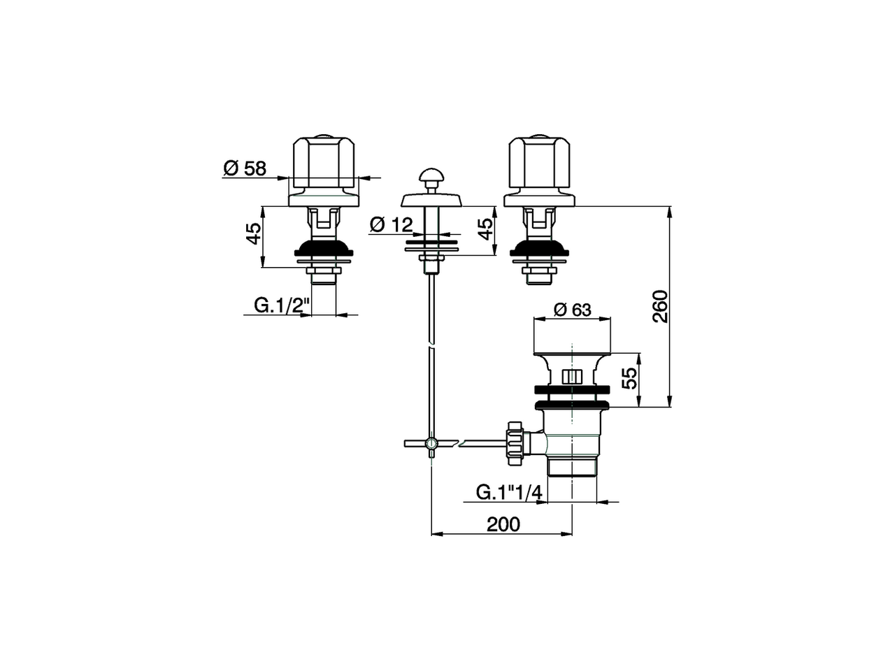 Bidet 3-holes mixer TR_TR001211 - v1