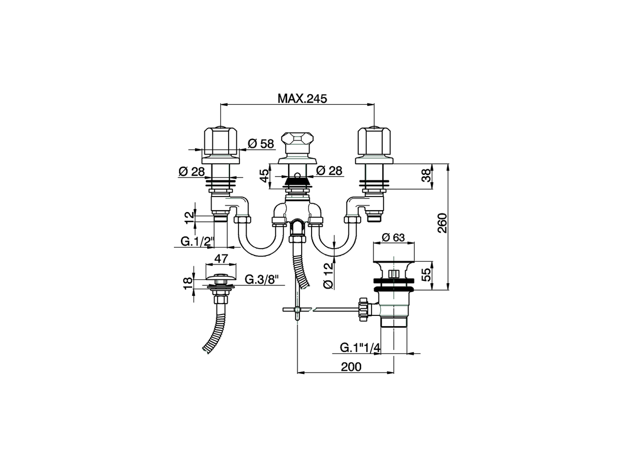 Bidet 3-holes mixer with shower TR_TR001311 - v1