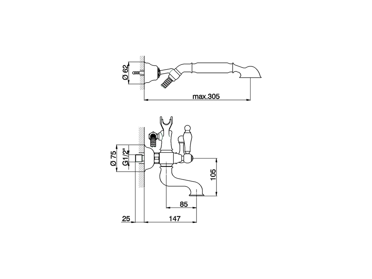 Bath mixer, full equipment ARCANA TOSCANA_TS000120 - v1