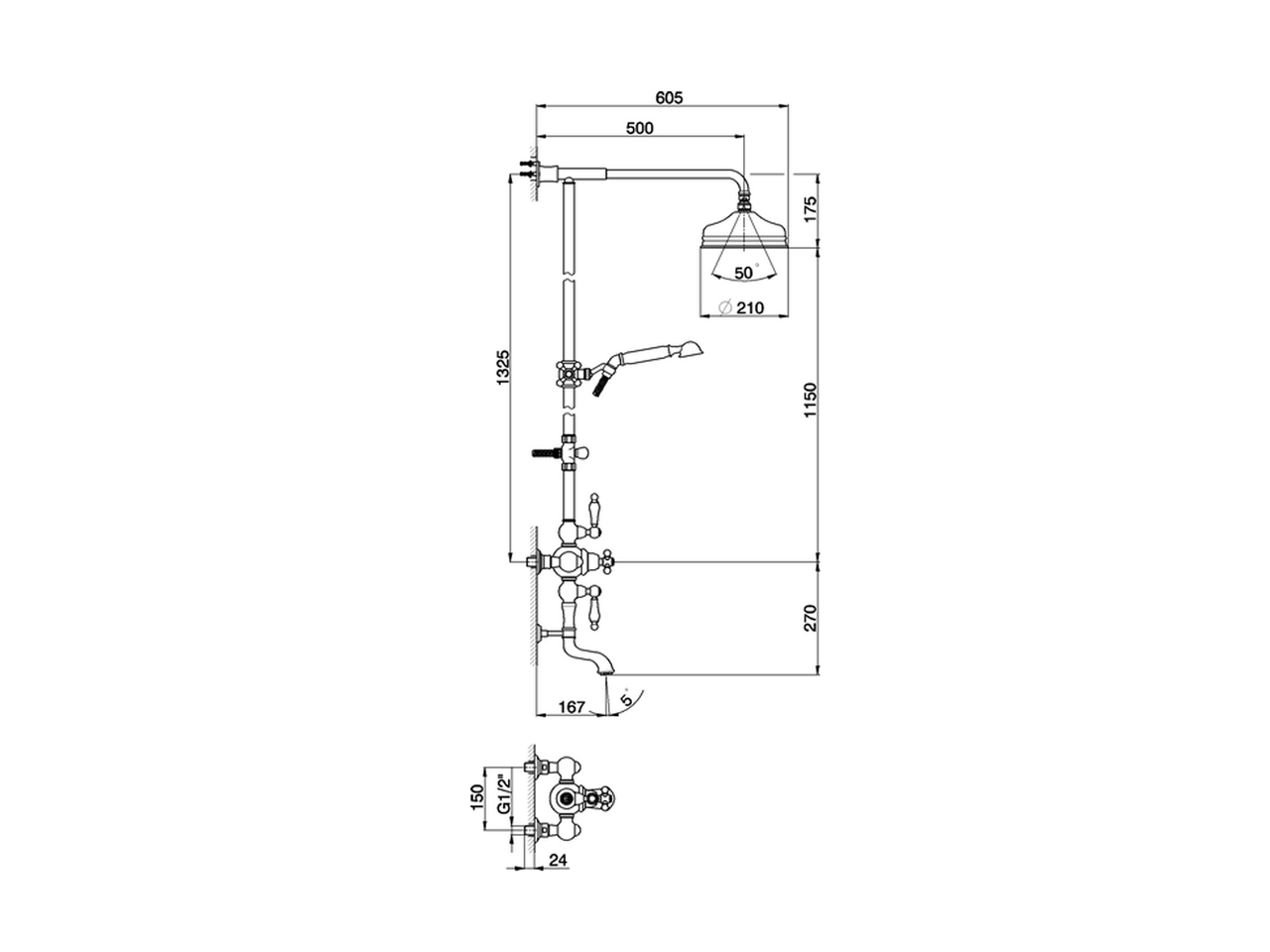 Thermostatic shower column, 3-functions ARCANA TOSCANA_TS004140 - v1