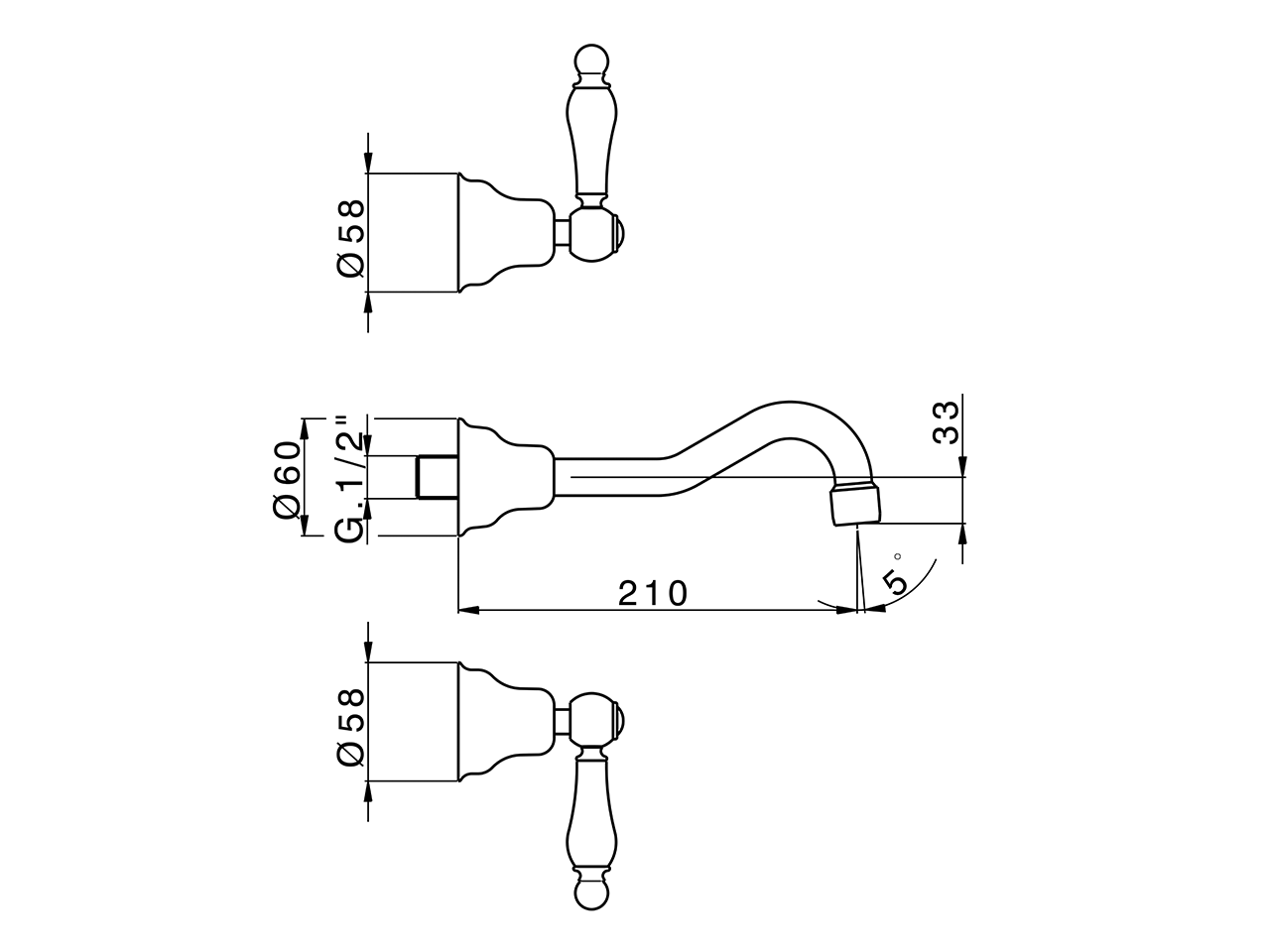 Exposed part for concealed washbasin mixer ARCANA TOSCANA_TS013510 - v1