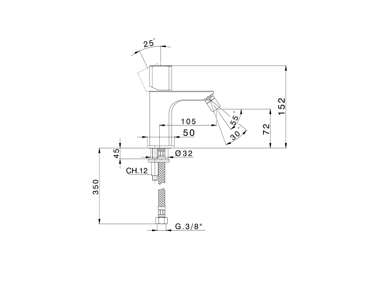 Single lever bidet mixer PURA AURA_U1000564 - v1