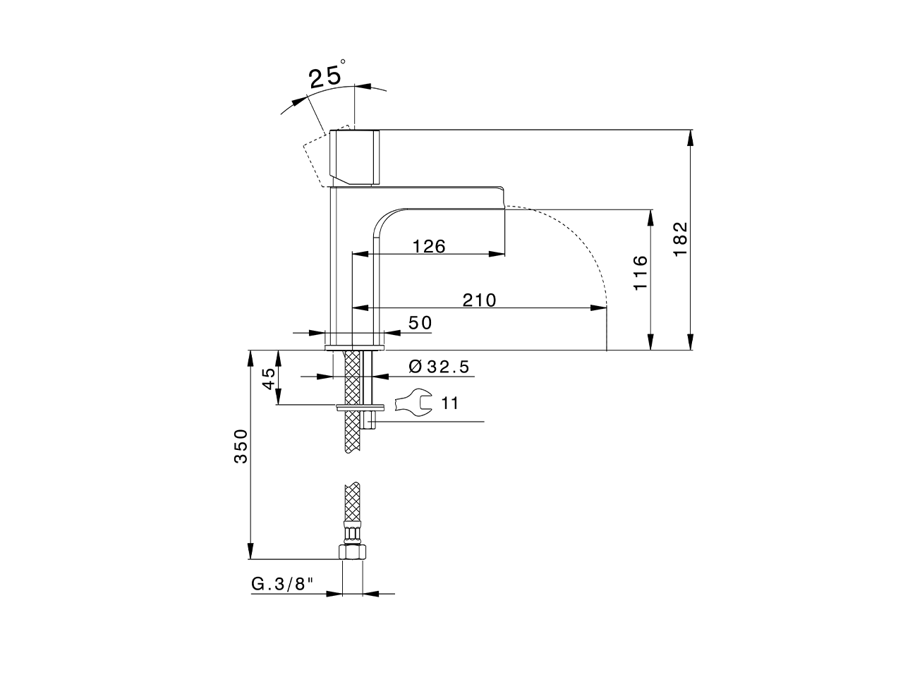 Single lever 'large' washbasin mixer PURA AURA_U100C504 - v1