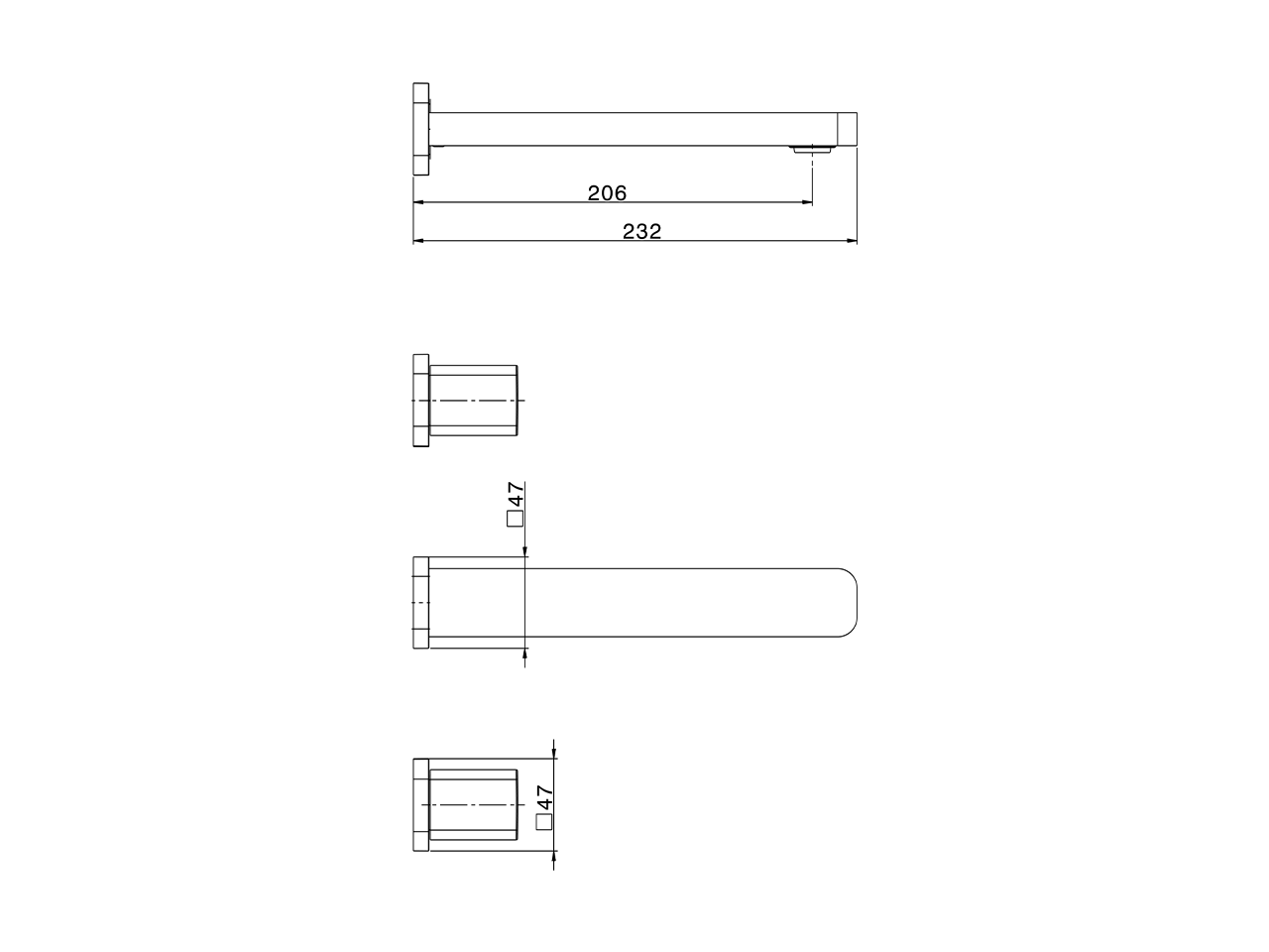 Exposed part for concealed washbasin mixer PURA AURA_U1013510 - v1