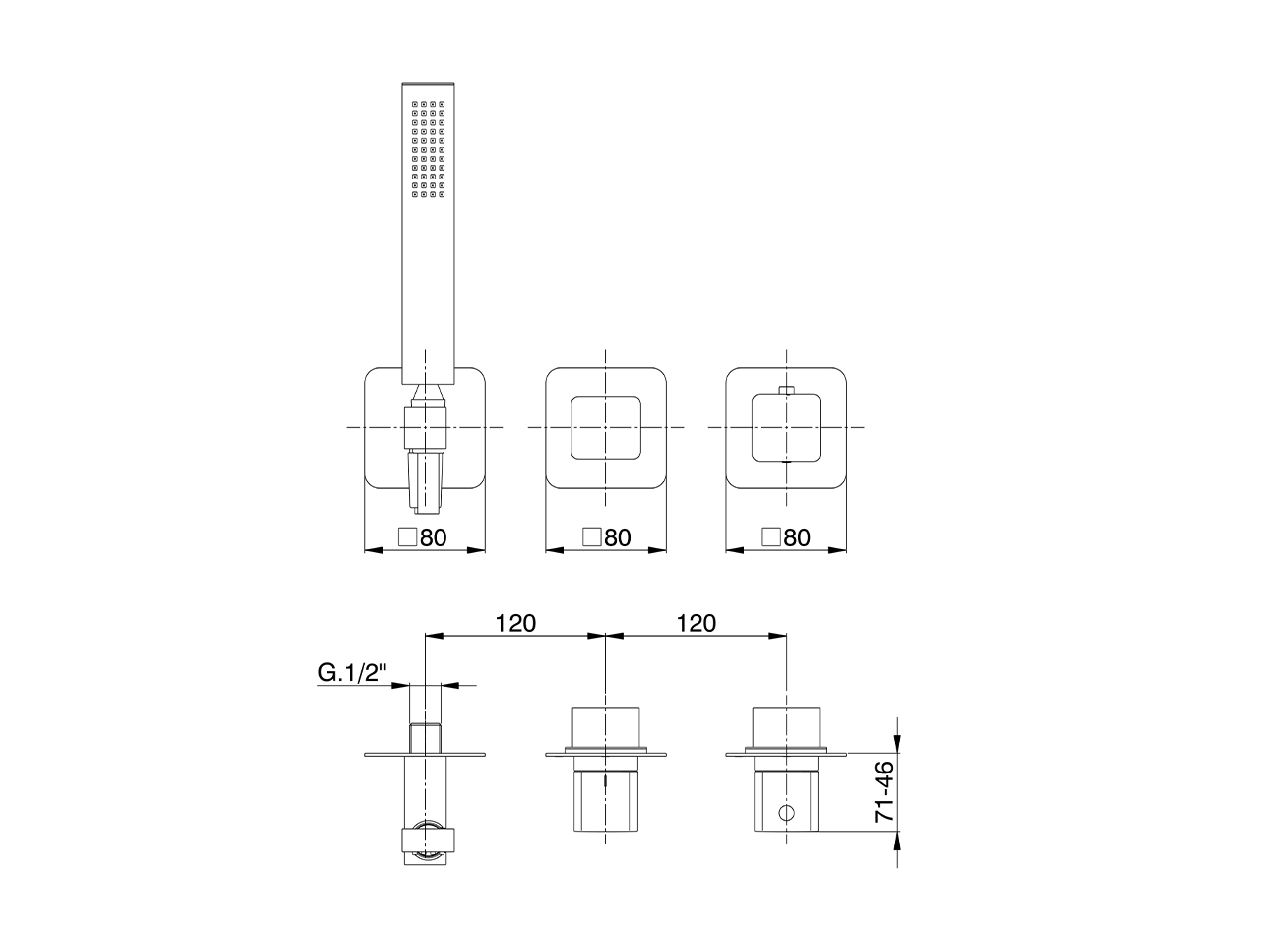 Exposed part for con.thermo.shower valve PURA AURA_U10G4100 - v1