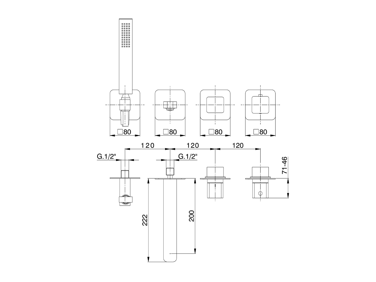 Exposed part for con.thermo. bath mixer PURA AURA_U10G4200 - v1