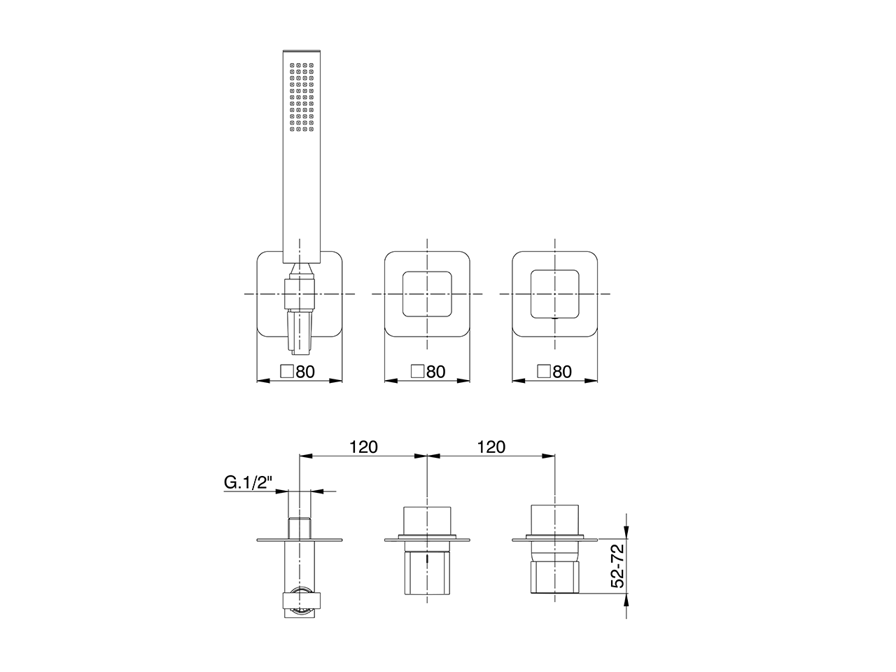 Expo. part for concealed S.L. shower valve PURA AURA_U10G8100 - v1