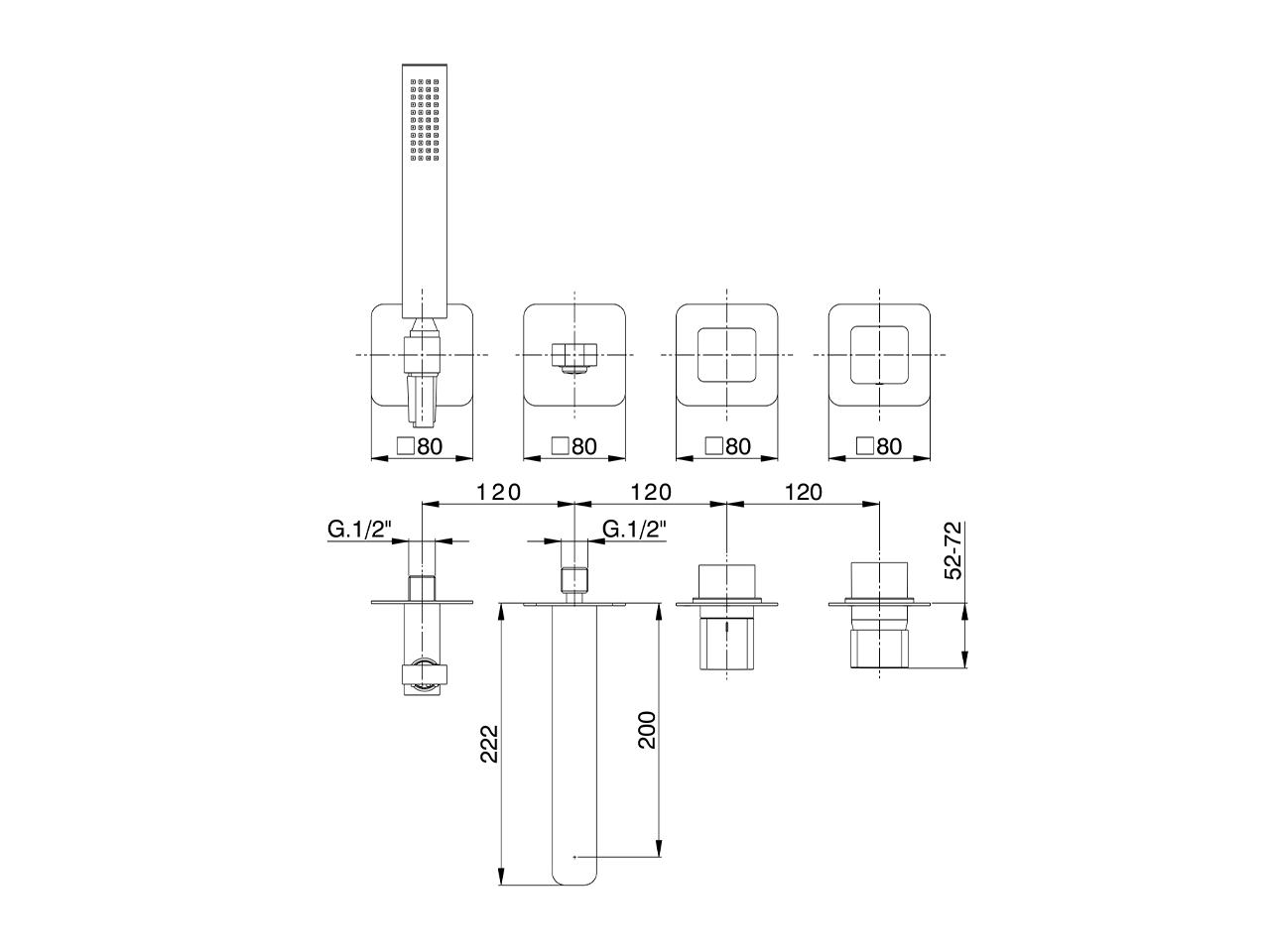 Expo. part for concealed S.L. bath mixer PURA AURA_U10G8200 - v1