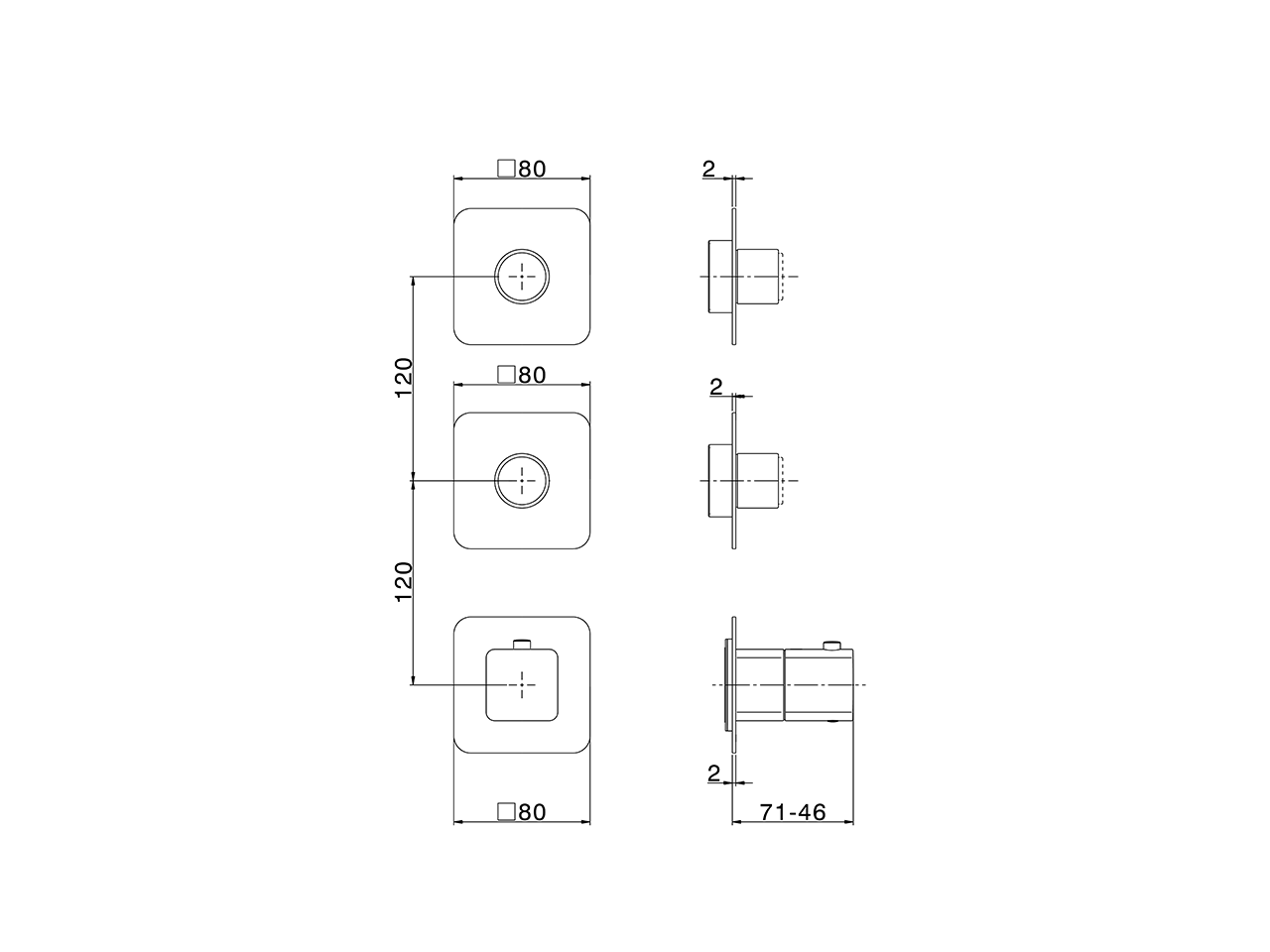 Cover Part for 2 Function Concealed Thermo Valve PURA AURA_U10KG010 - v1