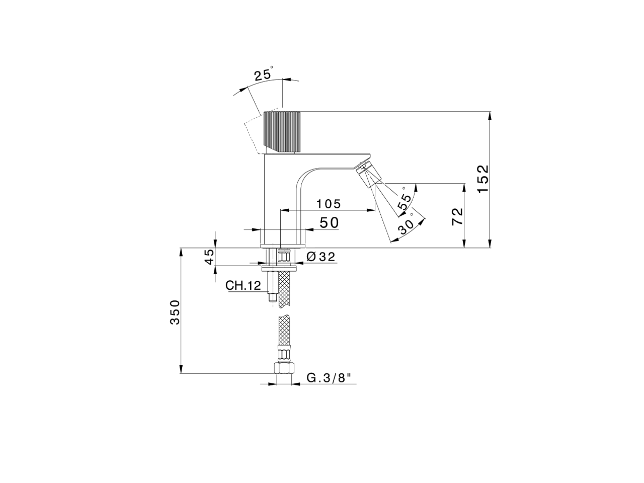 Single lever bidet mixer PLISSÉ AURA_U2000564 - v1