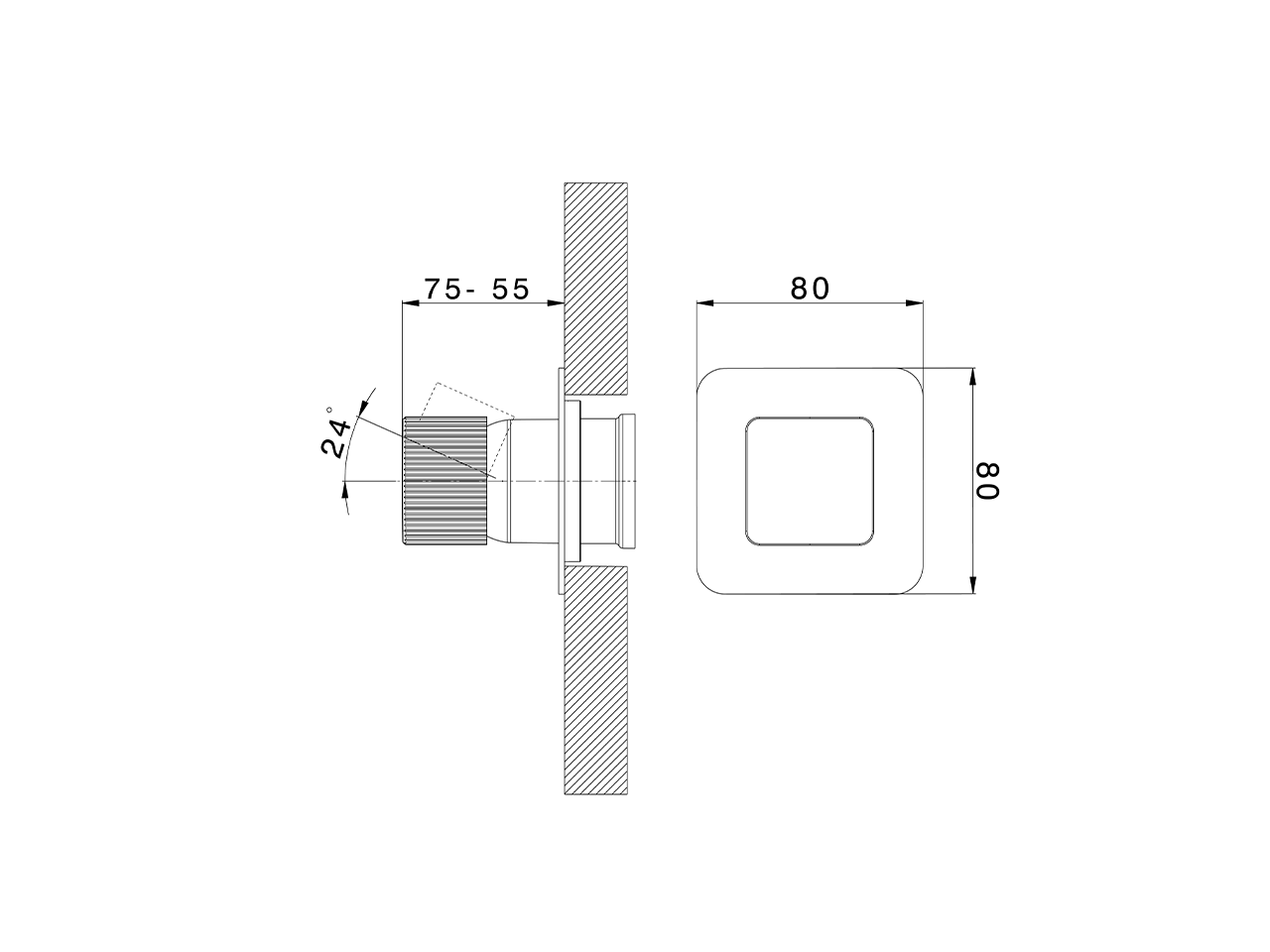Expo. part for concealed S.L. shower valve PLISSÉ AURA_U2003000 - v1