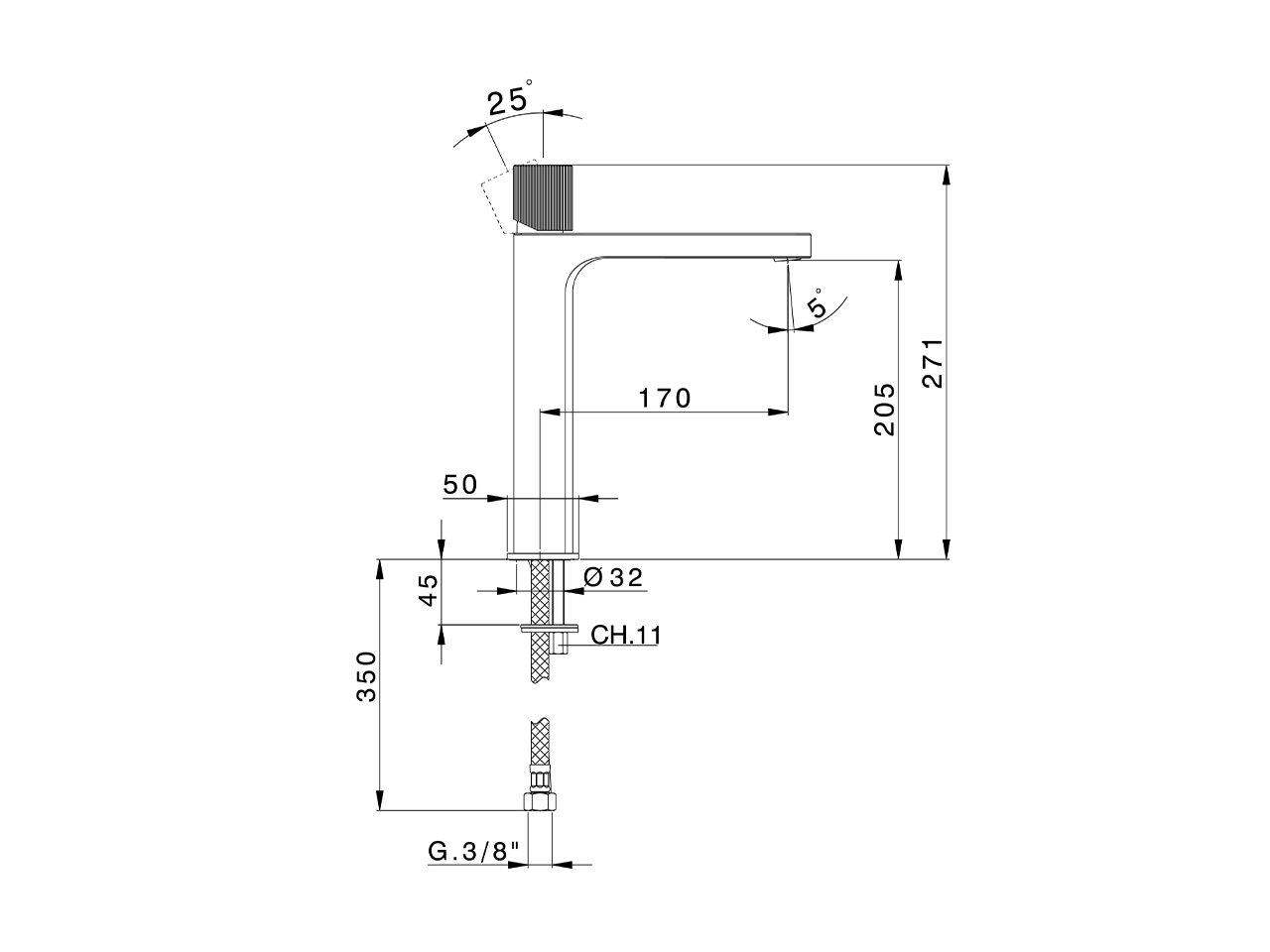 Single lever tall washbasin mixer PLISSÉ AURA_U2003554 - v1