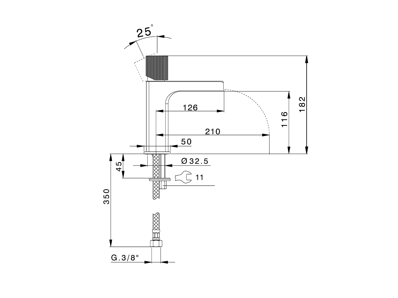 Single lever 'large' washbasin mixer PLISSÉ AURA_U200C504 - v1