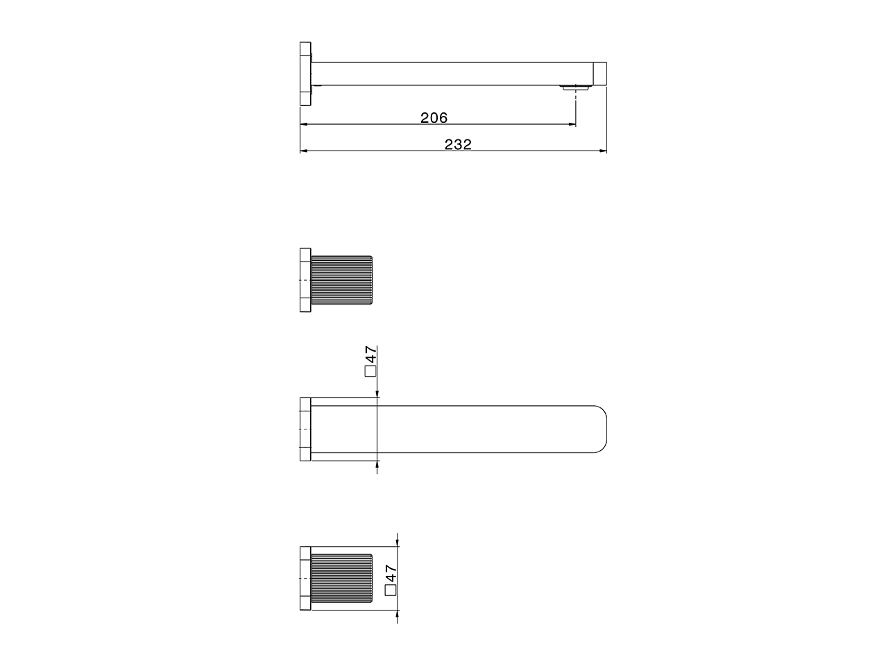 Exposed part for concealed washbasin mixer PLISSÉ AURA_U2013510 - v1
