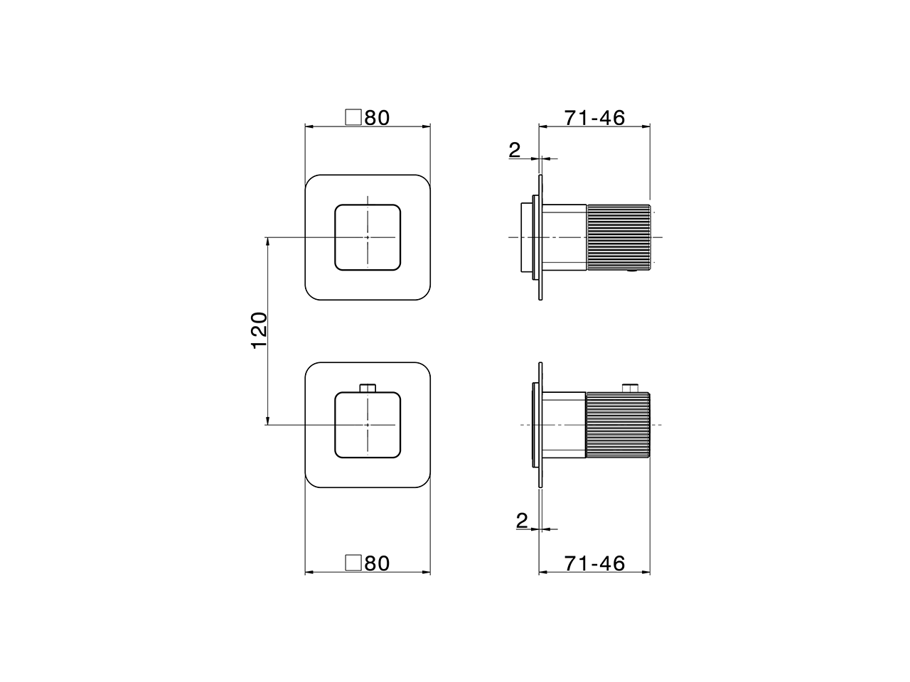 Expo.part for concealed thermo shower valve PLISSÉ AURA_U20G2200 - v1
