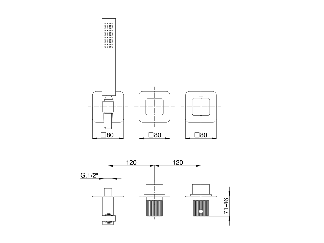 Exposed part for con.thermo.shower valve PLISSÉ AURA_U20G4100 - v1