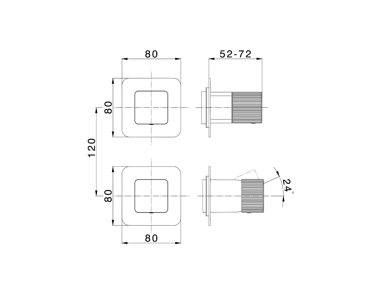 Expo. part for concealed S.L. shower valve PLISSÉ AURA_U20G7200 - v1