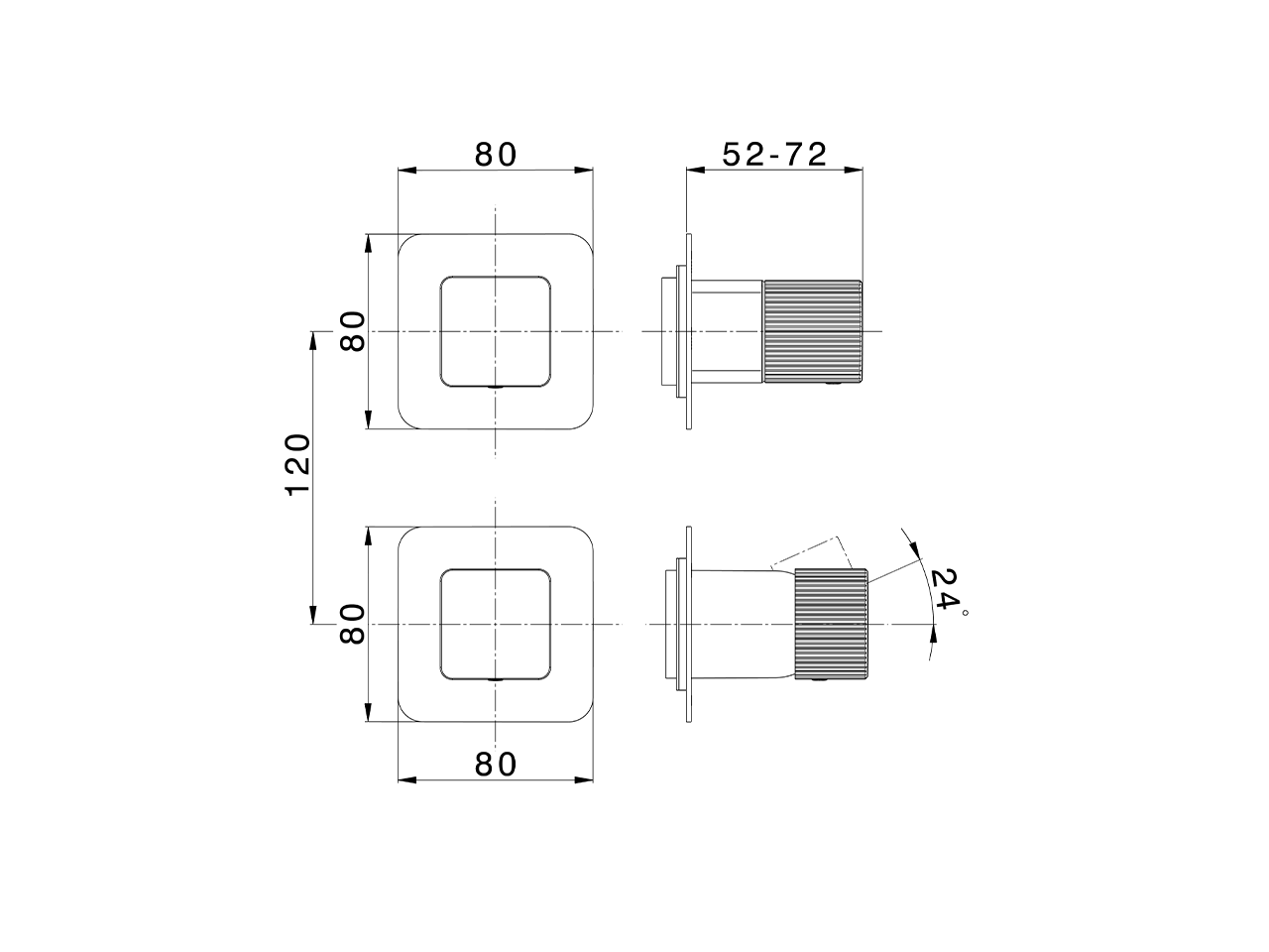 Expo. part for concealed S.L. shower valve PLISSÉ AURA_U20G7300 - v1