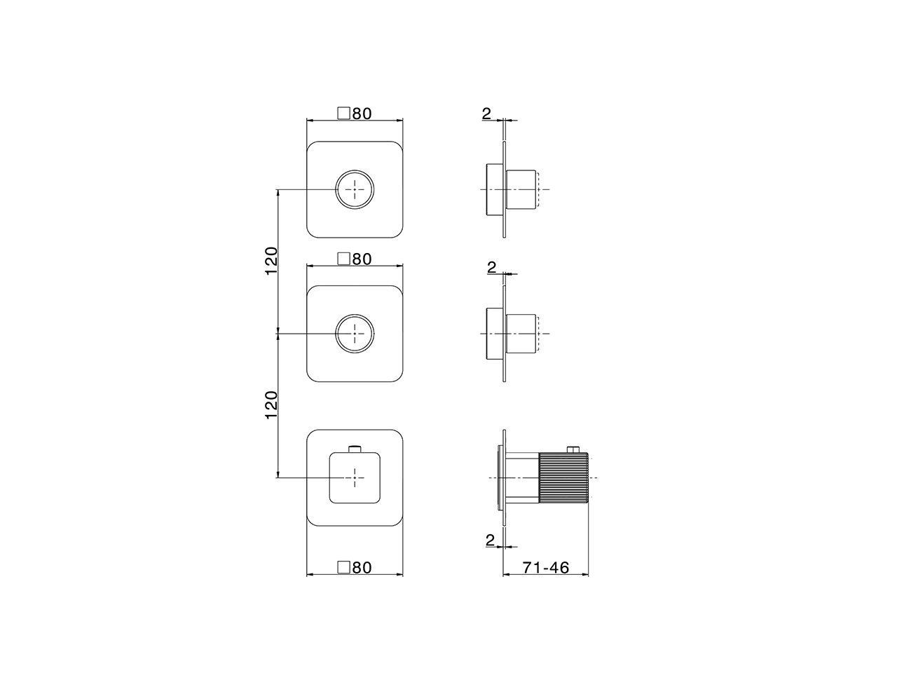 Cover Part for 2 Function Concealed Thermo Valve PLISSÉ AURA_U20KG010 - v1