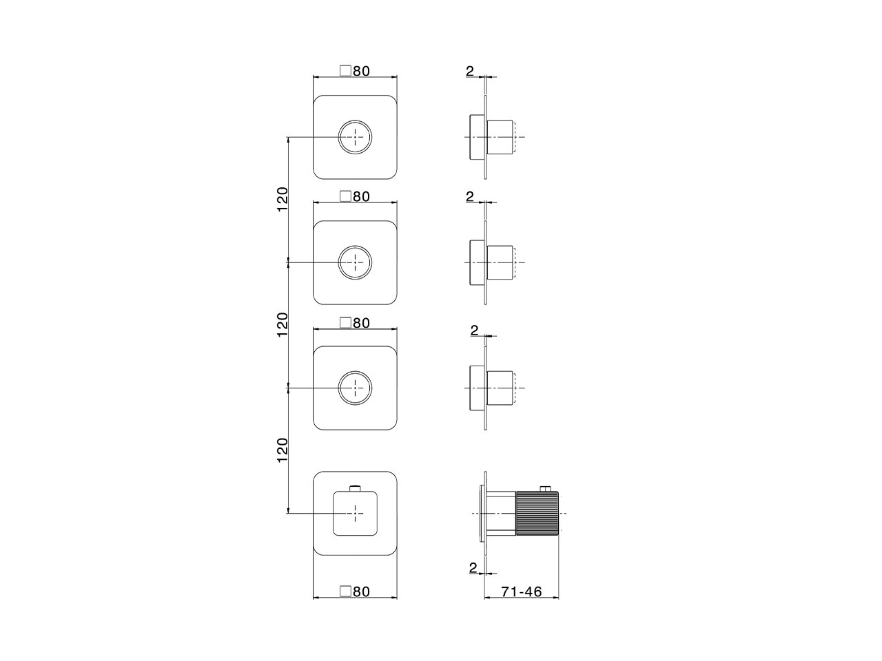 Cover Part for 3 Function Concealed Thermo Valve PLISSÉ AURA_U20KG020 - v1