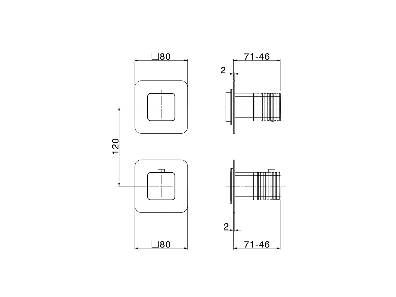 Expo. part for concealed thermo shower valve ARTE AURA_U30G2200 - v1